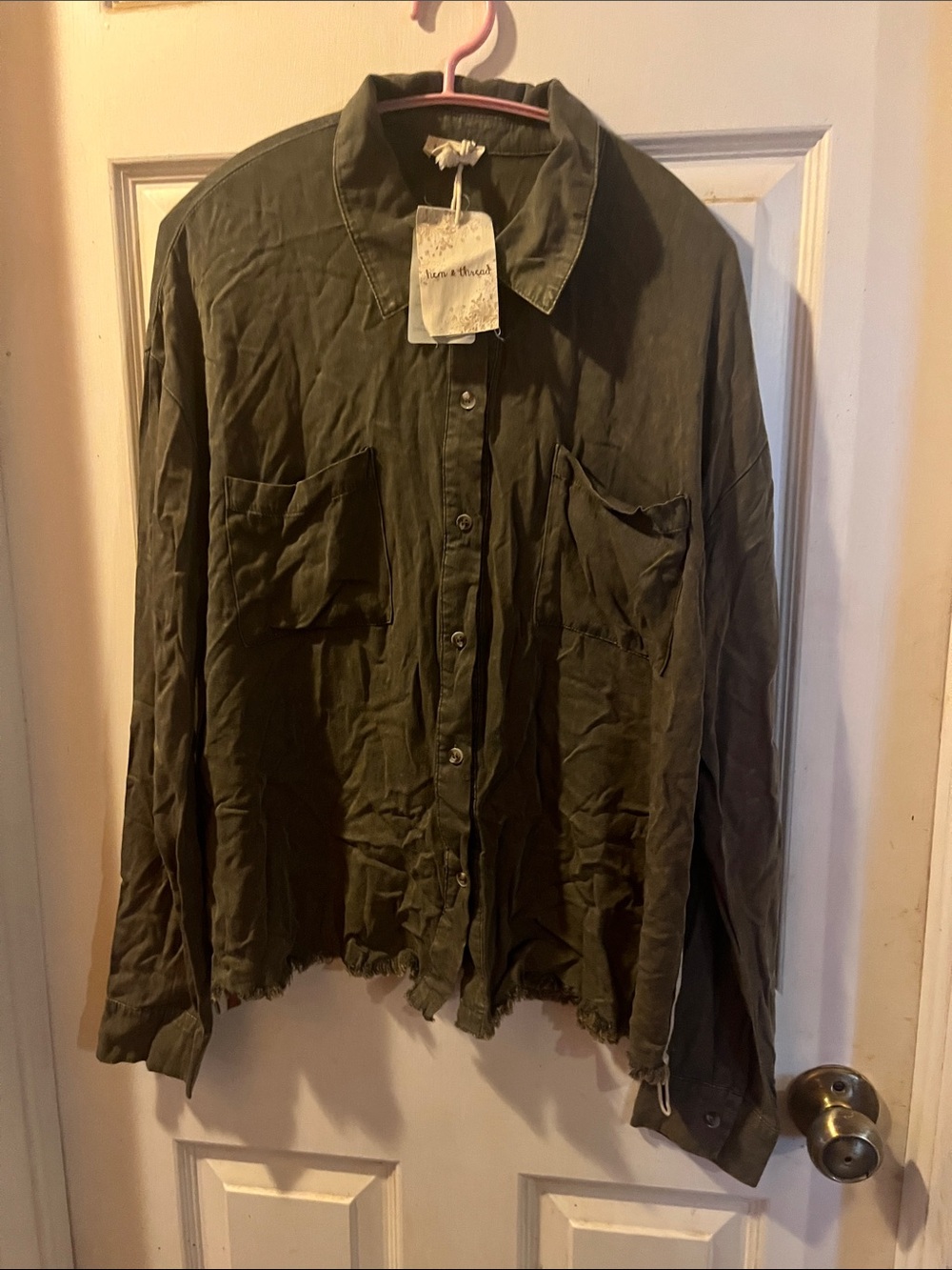 Hem & Thread Dark Olive Button-Up Top